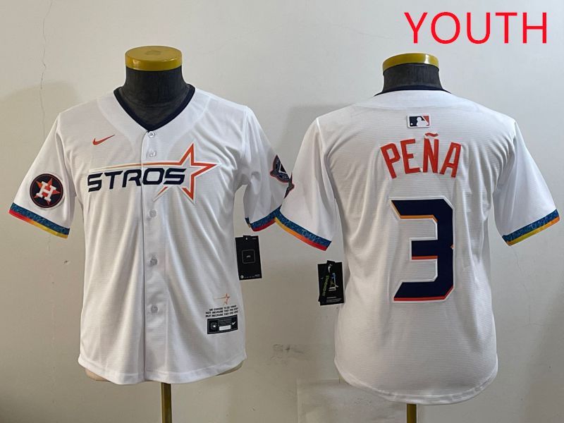 Youth Houston Astros 3 Pena White Fourth generation Joint Name 2025 Nike MLB Jersey style 8